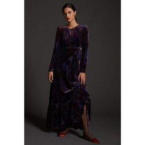 New Anthropologie Burnout Velvet Maxi Dress Size 6